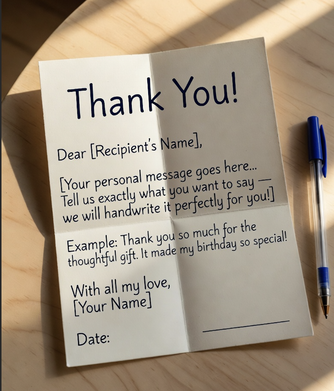 Sample handwritten letter and envelope from Personalized Handwriting O'Fallon IL